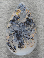 Singleton Bouquet Agate 1583 :  A Black, Gray and Yellow Bouquet and a large teardrop.