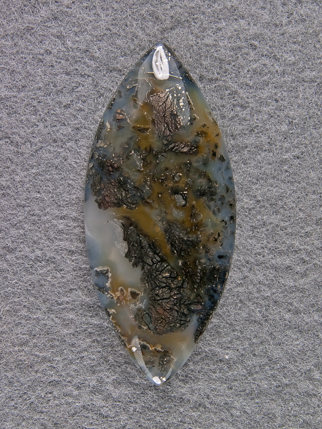 Nipomo Marcasite Agate 1252  : A graceful cut of some top noth rare material.