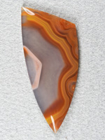 Apache flame agate 309  :  This cab could not have made better use of that pattern and cut!  Just an extremely beautiful stone.