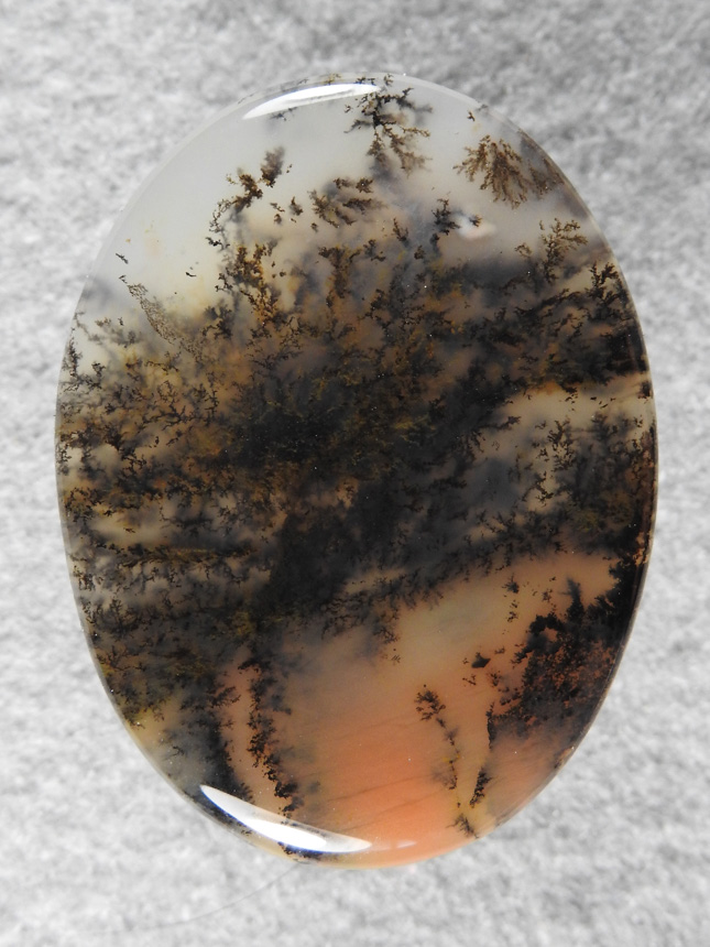 Amethyst Sage Agate 1843 : Gemmy cab of dendritic Amethyst Sage from Navada.  A glass polish.