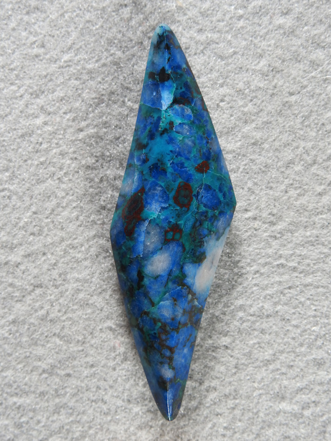 Azurite mix 539  :  No idea where this stuff is from.  I got some huge chunks from a jeweler friend of mine and this stuff screams!  This double positive double negative cut turned out real nice.