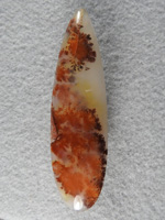Carey Plume Agate 550  :  I bought this long shard of Carey Plume for 5 dollars out of a tray of mixed slabs.  What an elegant cab!