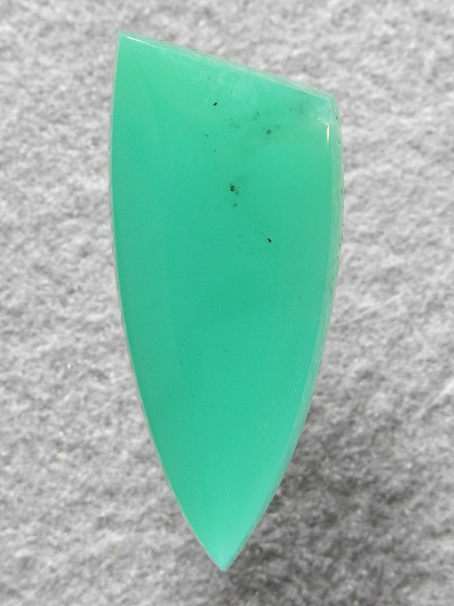 Chrysoprase 561  :  A lovely Chrysoprase cab in an elongated shield.  You just have to love this Green color.