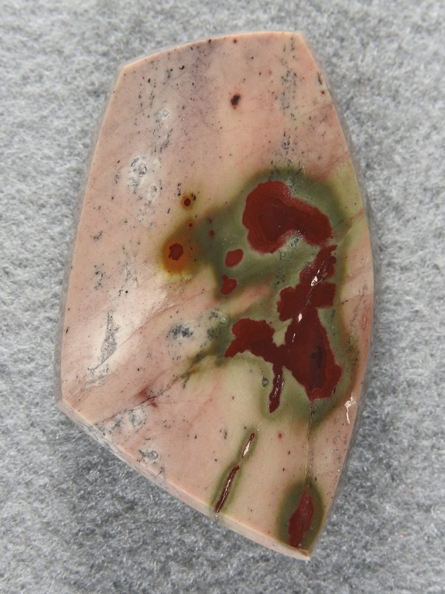 Owyhee Flower Jasper 1855 : A large cab in a semi flat with a great polish.