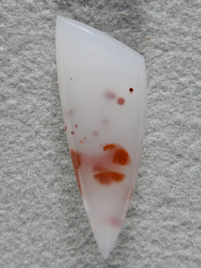 Pigeon Blood Agate 1808 : What a super nice cab and gemmy. Red spots floating in the Milky agate. 