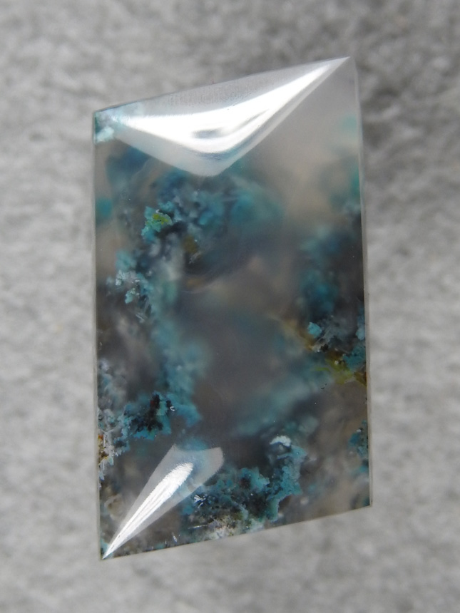 Chrysocolla Plume Agate 2113 : Another cab of this material I have yet to find the source on, just finding float so far.