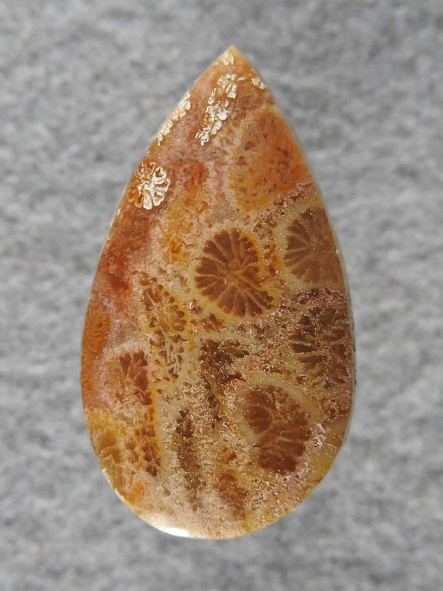 Petrified Coral 1984 : Freeform polyps in tis lovely little teardrop cab of Bali material.