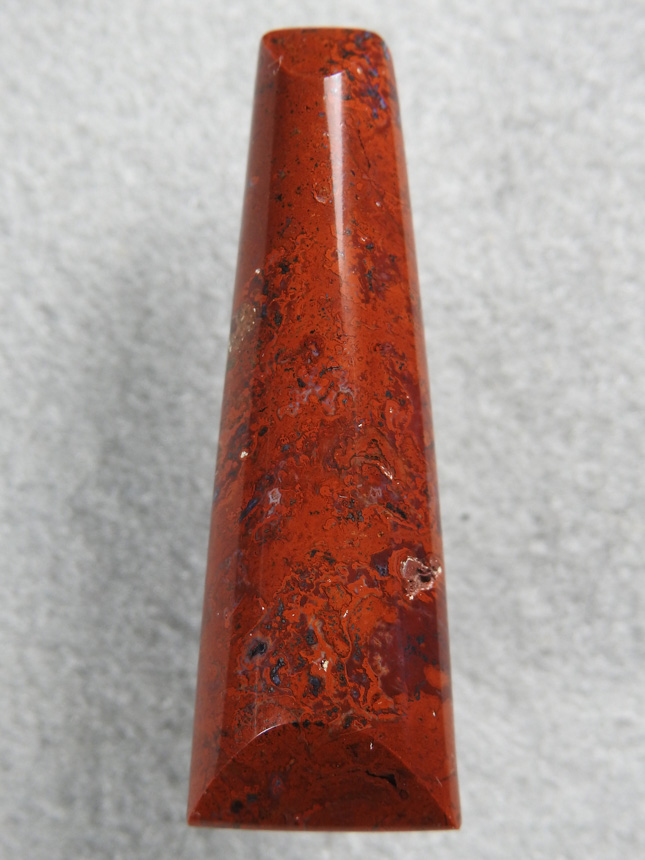 Coronary Plume Agate 644  :  A bit darker stone and more on the mossy side, 2 pits towards the bottom.