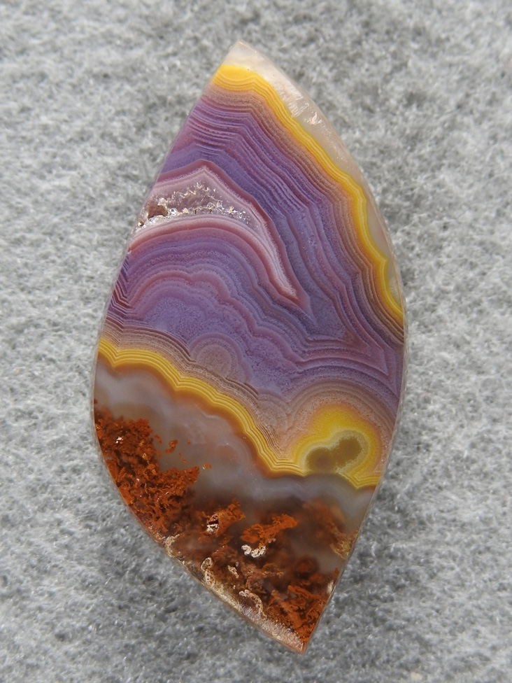 Coyamito Agate 1467 : Salivating yet?  A high Purple and neon Yellow!!  This material doesn't come around very often.  A collector cab for color alone.