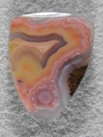 Coyamito Agate 1476 : A very translucent Yellow and Pink in this cab. Lots of clear areas to give depth. Mirror polish