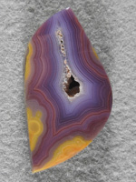Coyamito Agate 1477 : Salivating yet?  A high Purple and neon Yellow!!  This material doesn't come around very often.  A collector cab for color alone.