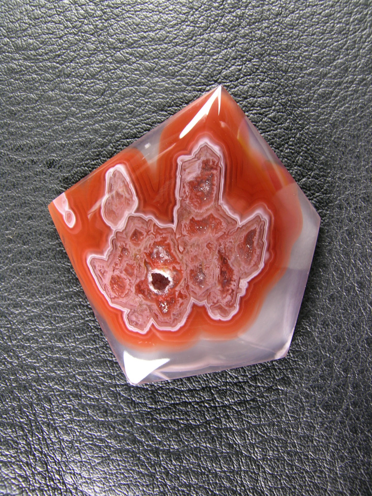 traded Coyamito Agate 233T  :    A cross section of an Aragonite Psuedomorph from Coyamito.  What a fantastic cab!!