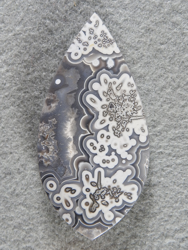 Crazy Lace Agate 2086 : Black Lace or Gray Lace? A stunner of a cab in a super rare color.