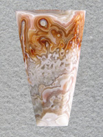 Crazy Lace Agate 693:  I love the Oranges framing the needles in these Crazy Lace stones.  I set this in Silver Clay.