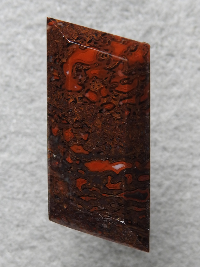 Dino Bone 372  :  A highly silicated Red and Black Dino bone cab.  Ring or small pendant.