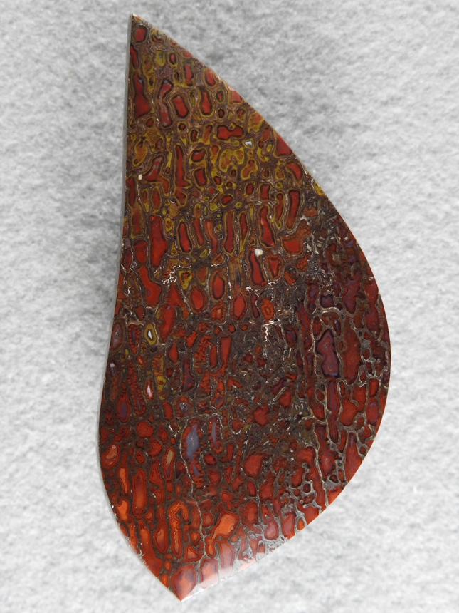 Dino Bone 381  : Green, Red and Black.  Don't see a lot of green in bones.  Great shape to hilight this cab.