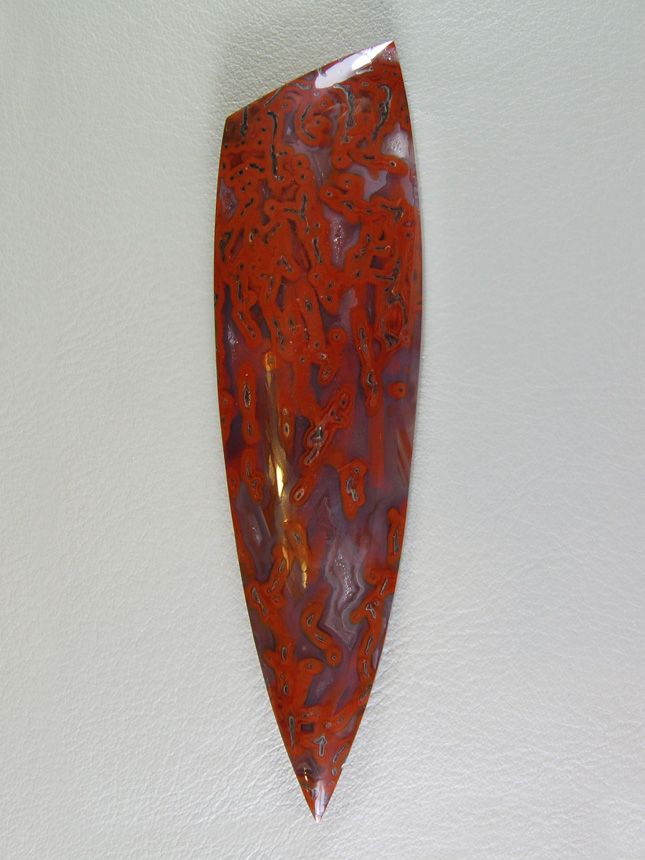traded Dino Bone 419T  : Okay this is not one of a kind but WOW.  I got one slab of this bone that screamed long tear drops.  I got 3 stones from the material and it turned out great.  Look at the tubes and Clear in this large Collector cab.