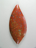 traded Dino Bone 412T  :  Such a bright Red Orange color.  There were 2 slabs of this bone and some great cabs as a result.  This stone also features some nice Yellow accents.