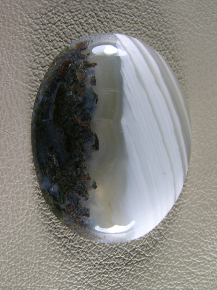 Horse Canyon Moss Agate 765  :  White Opal waterline top with a clear layer and then a moss bottom.