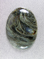 Horse Canyon Moss Agate 746  :  Another excellent example of the Black Agate with Green Moss in the large traditional cut.