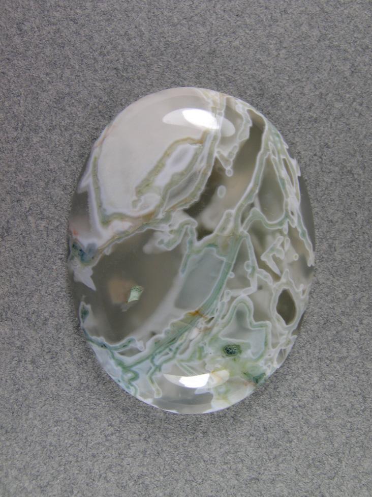 Horse Canyon Tube Agate 745  :  White Opal, Tubes and Green Moss with translucent Agate pockets.