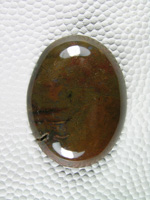 Horse Canyon Agate 718  :  A dark Green and Brown Moss agate from Horse.  Not that exciting but the agate is of excellent quality with no under cutting.  I will need to recut the stone to a more pleasing shape.