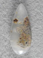 Horse Canyon Plume Agate 1784 : Mid teardrop of earhy plume in a clear cab.