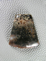 Horse Canyon Plume Agate 737  :  A simple fan cut in Black with Cream colored plumes.