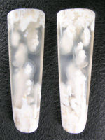 Icicle Agate 617  :  Drop Tongue domed both sides  of Icicle Agate with water clear Agate and White Opal plumes.