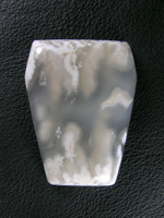 Icicle Agate 630  :  Traditional cab of Icicle Agate ith water clear Agate and White Opal plumes.