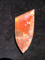 Traded Laguna Agate 98T  :  Another Laguna Plume floating in multi colored Agate.  And another bad photo.  I have learned to factor in photo time so I can document the cabs I can't reshoot once they are gone.