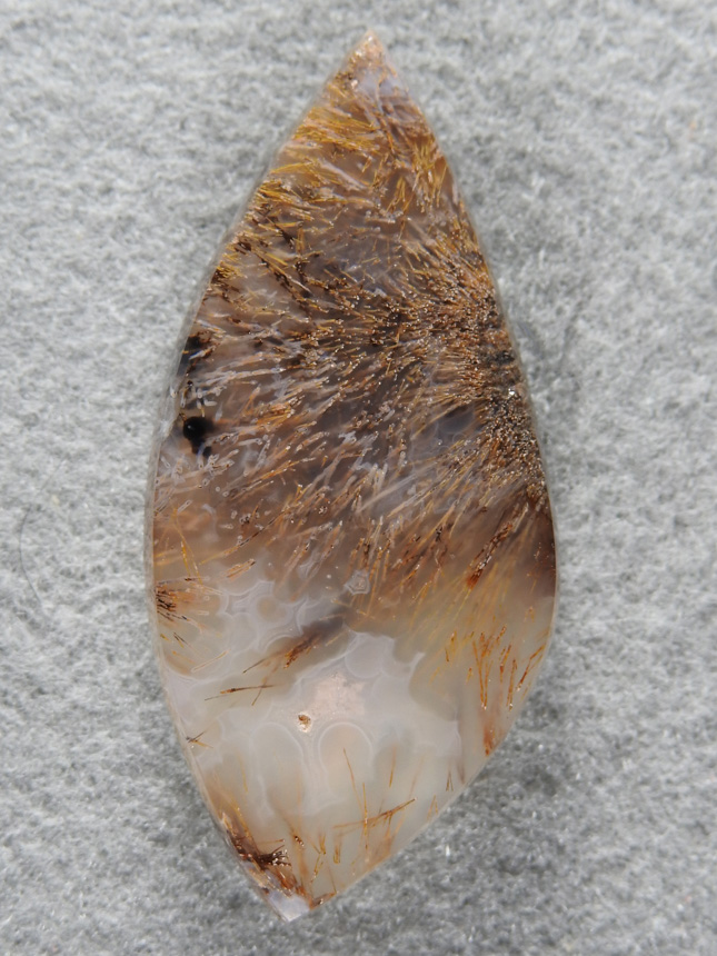 Nipomo Sagenite Agate 1524 : a large cab of top notch Nipomo Sagenite material.
