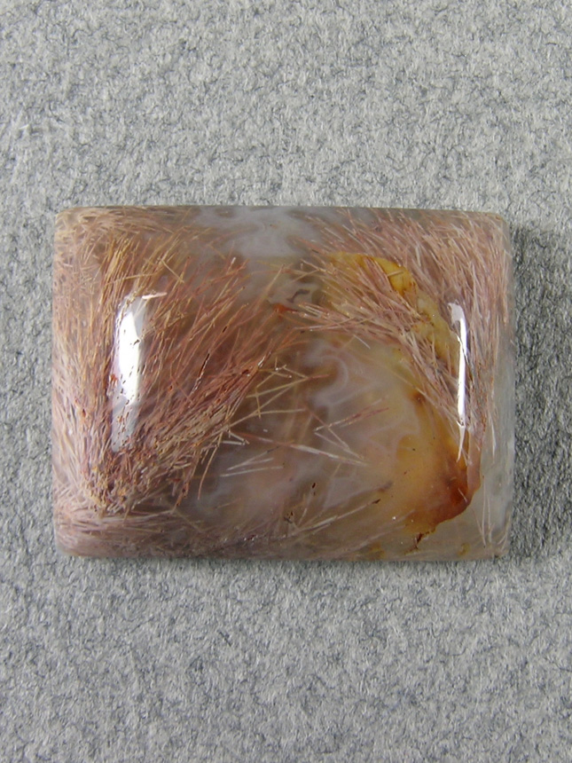Nipomo Sagenite Agate 817  :  The colors and needles are beautiful in this small ring stone.