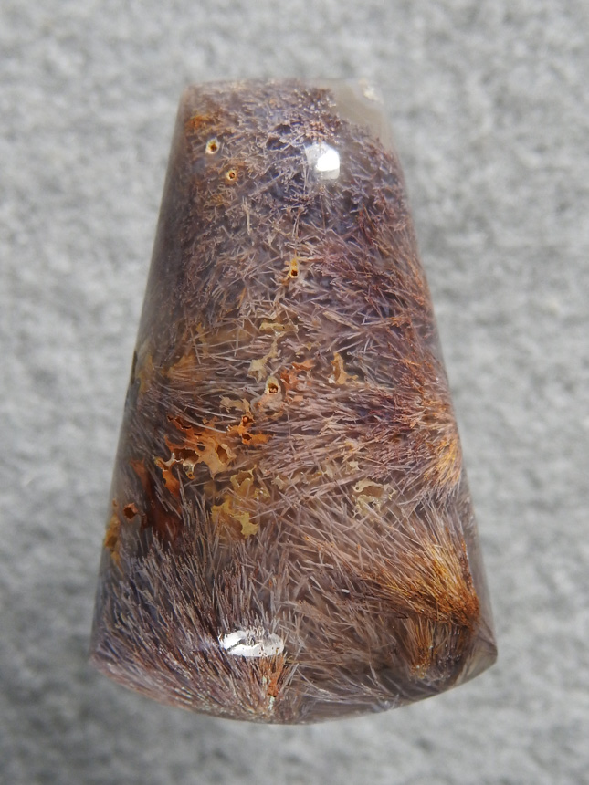 Nipomo Sagenite Agate 826  :  Such pretty colors.  You just rarely find the Lavendar needles and this also shows some Gold needles to accent.