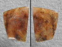 Nipomo Sagenite Agate 829  :  Yet another double domed pillow cut.  Just look at the needles and colors in this stone.