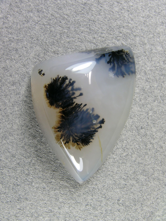 Nipomo Dentritic Agate 802  :  I found this in the creek one day after a heavy rain.  The next cab came off the same piece.
