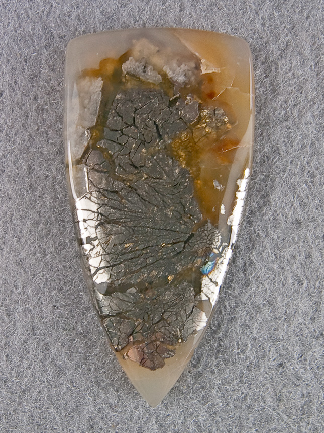 Nipomo Marcasite Agate 1238  : A super spray of Marcasite with carmel background.