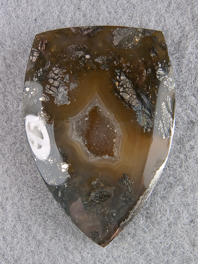 Nipomo Marcasite Agate 1241  : I love the druzy pocket and immediately saw this cab in the slab.
