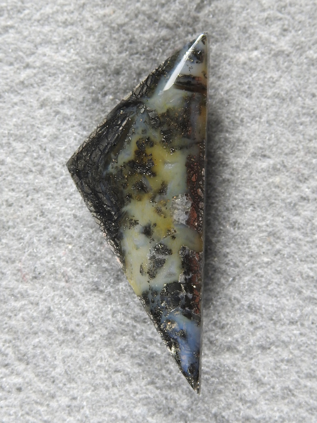 Nipomo Marcasite Agate 2067 : A nice long triangle cut of Marcasite Agate.  Good stone for a pendant.