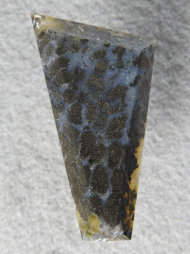 Nipomo Marcasite Agate 806  :  Nice Marcasite cab.  I like it best when the Marcasite is against a White or Blue Agate background.