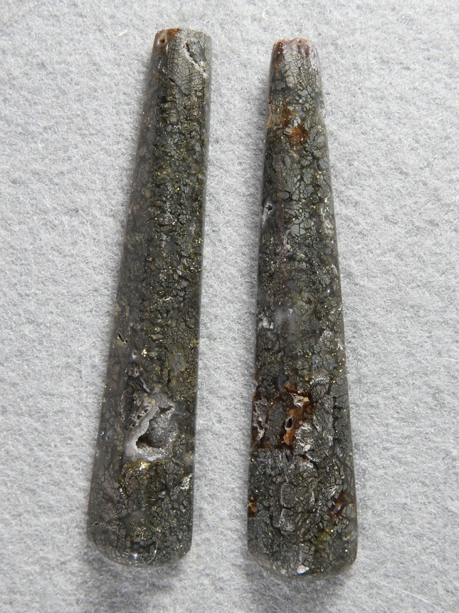 Nipomo Marcasite Agate 807  :  A very long slender drop of Marcasite Agate.