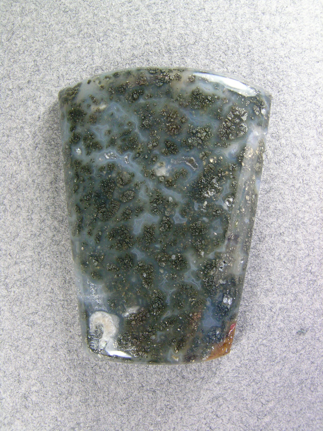 Nipomo Marcasite Agate 810  :  Nice Marcasite cab.  I like it best when the Marcasite is against a White or Blue Agate background.
