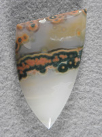 Ocean Jasper 833  :  Strong contrast changes and colors in this badge cut with Whites , Greens and Oranges.