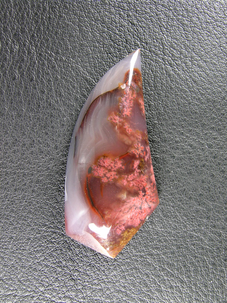 Caneros Ranch Plume 837  :  Orange Pinkish Plumes float thru this clear and White Agate
