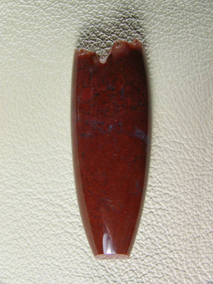 Coronary Plume Agate  643  :  All Red Moss, natural cap on the top and elegant shape.  A pretty stone for a drop pendant.