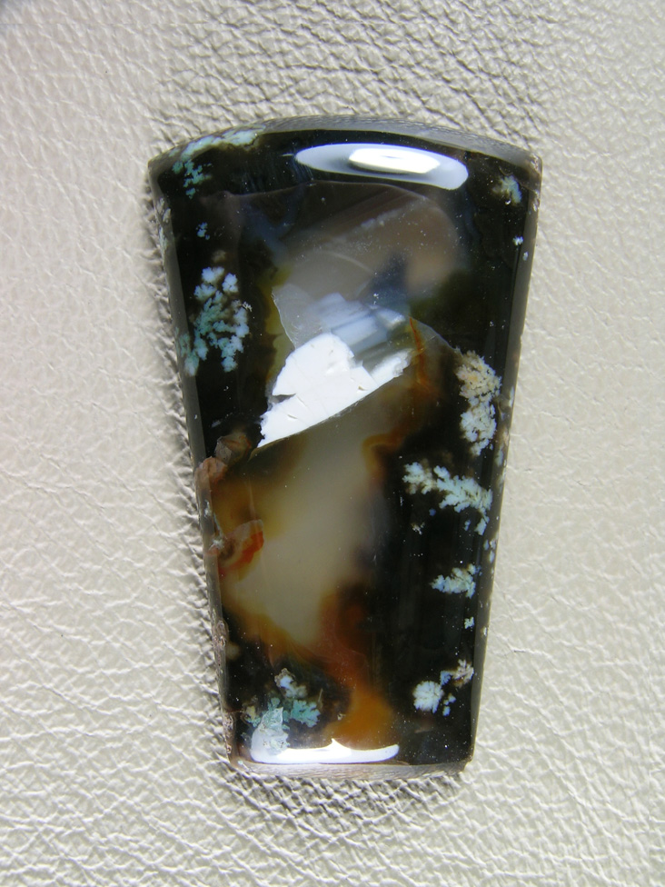 Horse Canyon Plume Agate 772  :  Clear and Black Plume Agate with a White Opal center