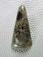 Horse Canyon Plume Agate 719  :  Another large cab with Cream, White and Green Plumes in a Clear and Black Agate.