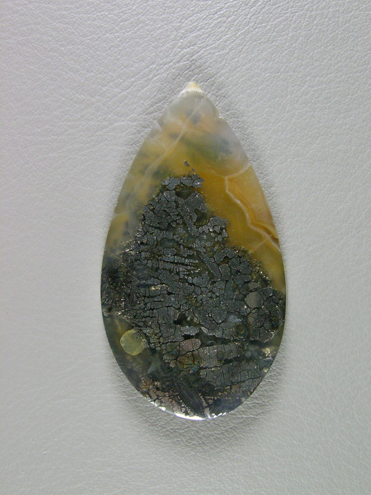 Nipomo Marcasite Agate 811  :  A low traditional tear drop of the Marcasite Agate from the classic bean fields of Nipomo.